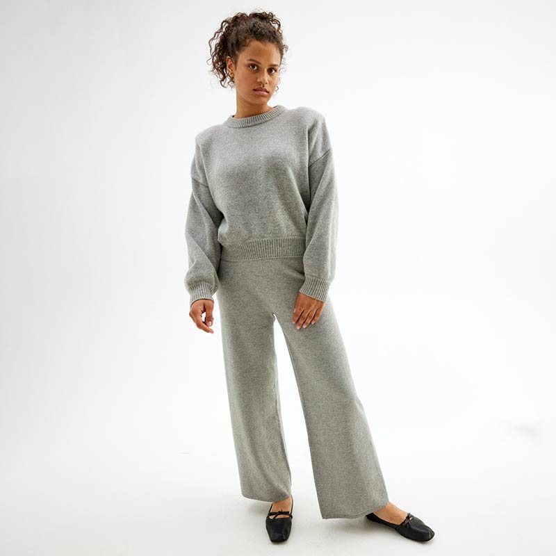 Wool Pants, Grey Melange, hi-res